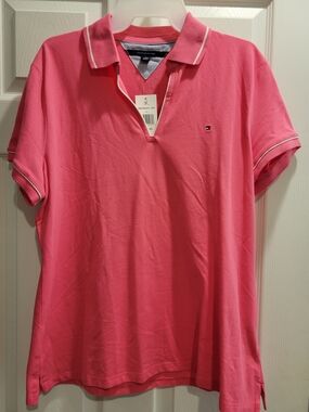 Tommy Hilfiger Womens Pink Polo Shirt Size XL NWT